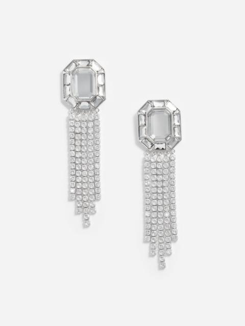 Silver Crystal Droplet Earrings