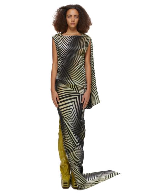 graphic-print asymmetric gown