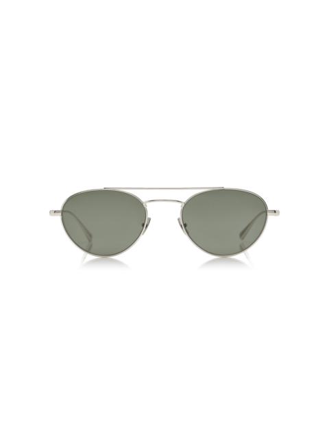 Aviator-Frame Metal Sunglasses silver