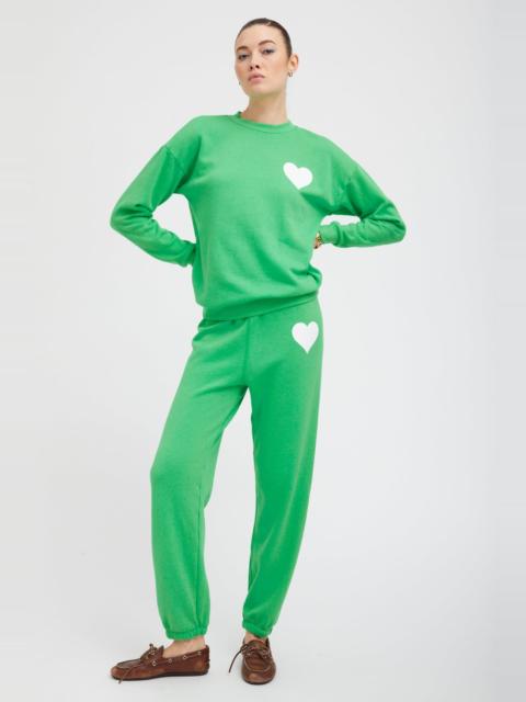 BRIGHT GREEN HEART SWEATPANTS
