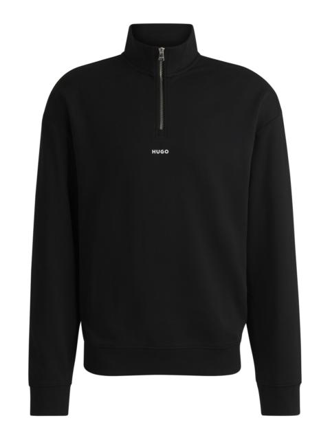 COTTON-TERRY ZIP-NECK SWEATSHIRT WITH LOGO PRINT