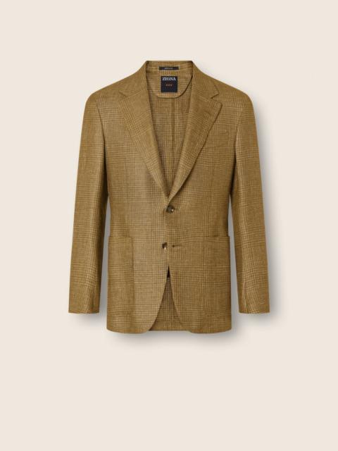 OLIVE GREEN CASHMERE LINEN AND SILK JACKET