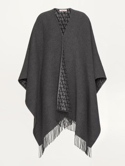 DOUBLE TOILE ICONOGRAPHE PONCHO IN WOOL, SILK AND CASHMERE
