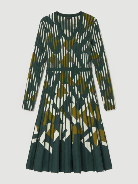 Geo Jacquard Knit Full Skirted Midi Dress