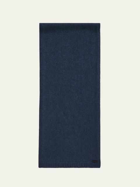 Men's Cashmere Knit Leather-Label Scarf