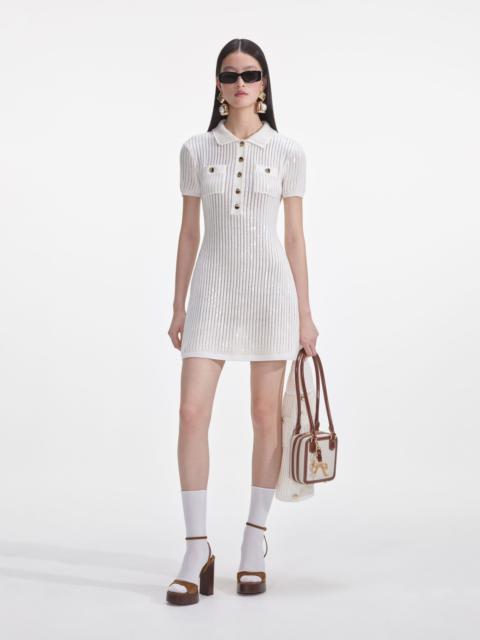 White Sequin Crochet Mini Dress