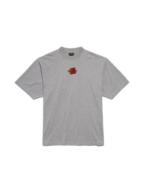 Men's Taped Balenciaga Back T-shirt Medium Fit in Heather Grey/black/red