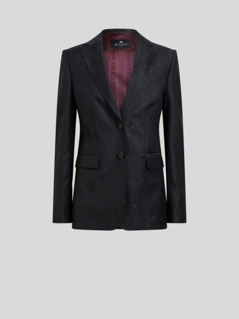 SINGLE-BREASTED WOOL JACQUARD JACKET WITH ARNICA MOTIF