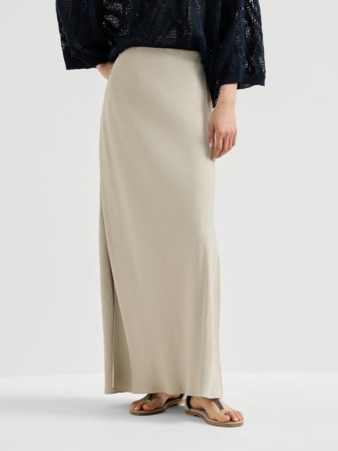 Viscose and linen twill fluid bias-cut skirt