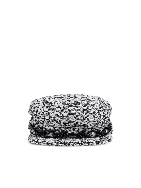 chain-detail tweed beret