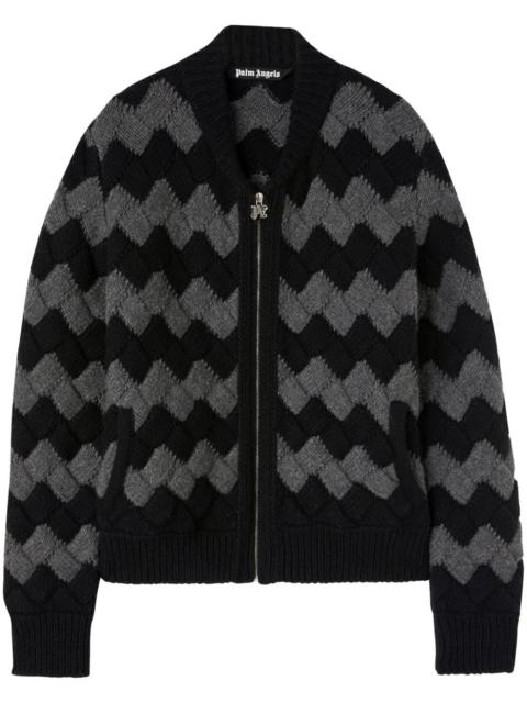 zig-zag knit bomber jacket