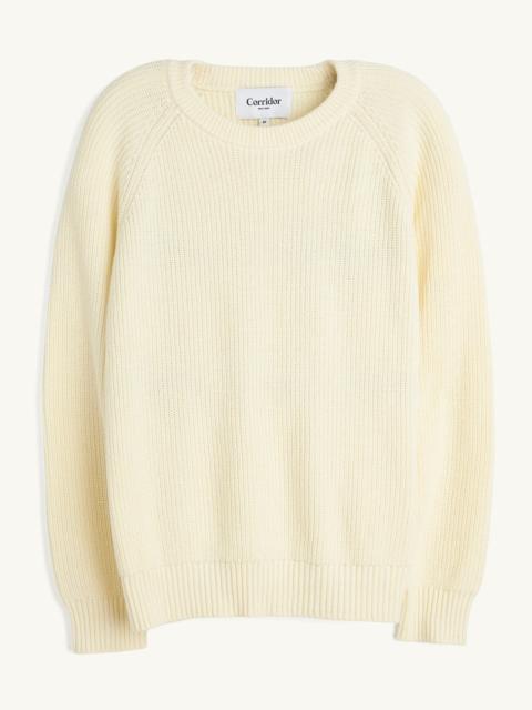 RIBBED COTTON CREWNECK - NATURAL