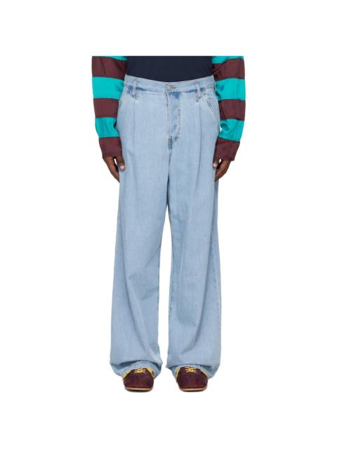 Blue Pleated Jeans