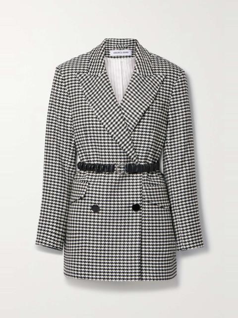 Hutchinson belted houndstooth woven blazer