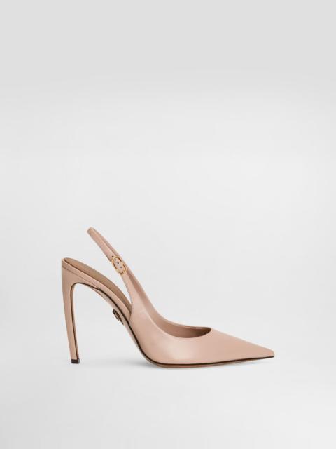 Polished goatskin slingbacks