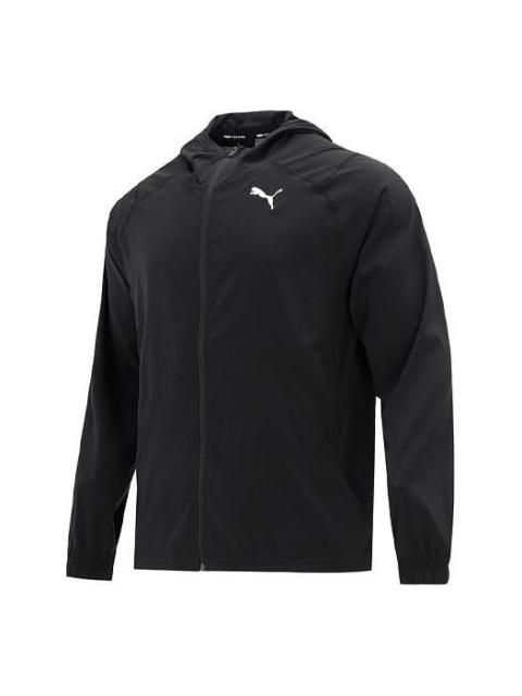 PUMA Logo Printing hooded Solid Color Jacket Black 521532-01