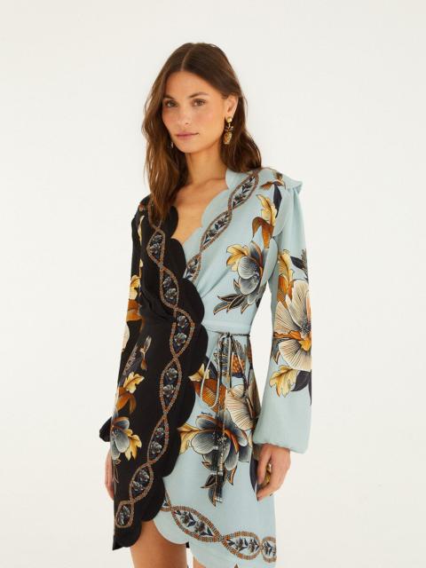 Mixed Snake Garden Wrap Wavy Mini Dress