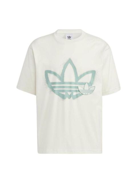 adidas originals Round Neck Dropped Shoulder Sleeves Large Logo Printing Short Sleeve Unisex White T