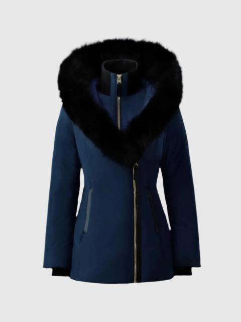 ADALI Down coat with blue fox fur Signature Mackage Collar