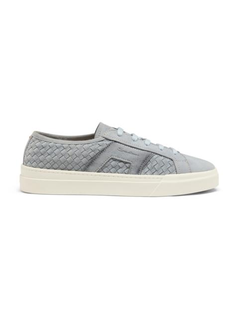 Men's light blue woven suede Double Buckle Sneaker