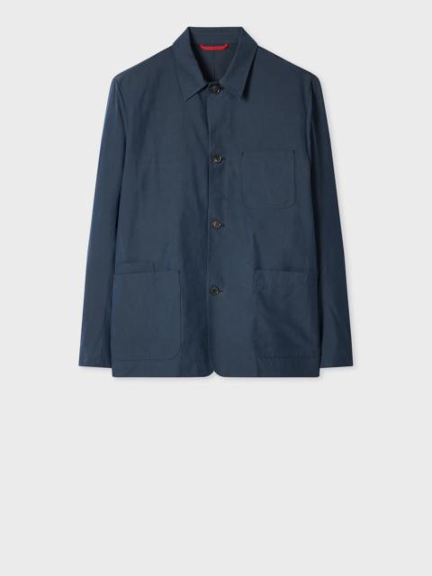 Washed Navy Cotton-Lyocell Work Jacket