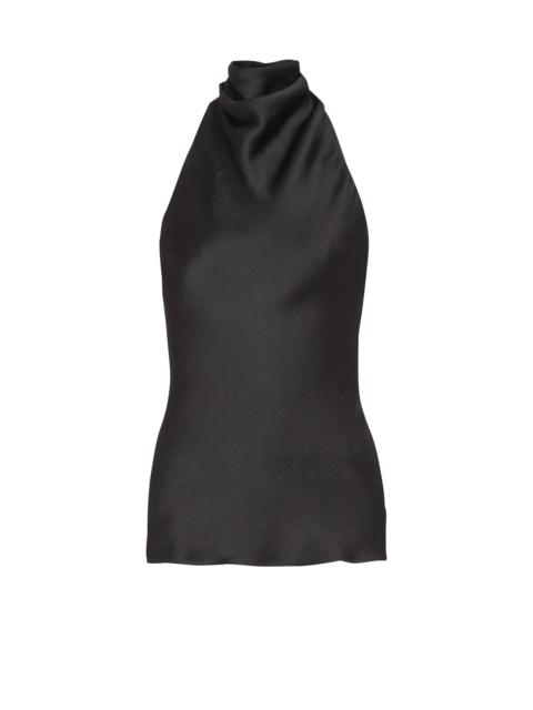 Backless crepe satin top