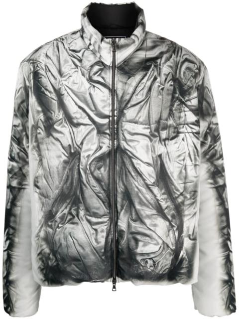 Compact-print high-neck jacket