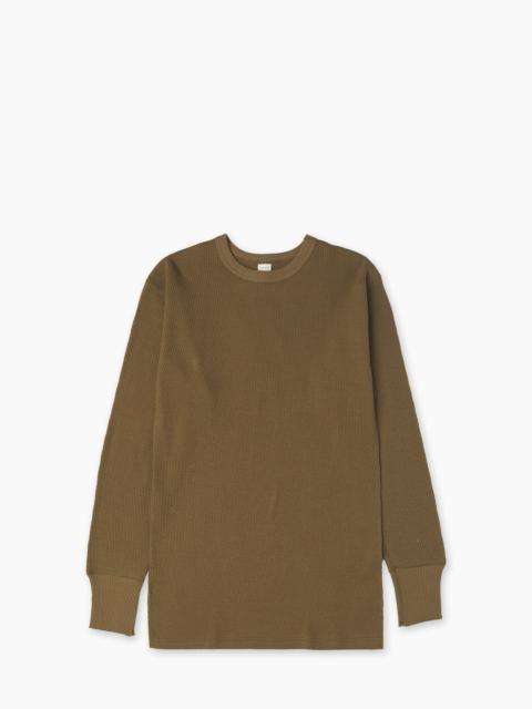 WAREHOUSE & CO. LOT 5903 CREWNECK WAFFLE LS T-SHIRT OD GREEN