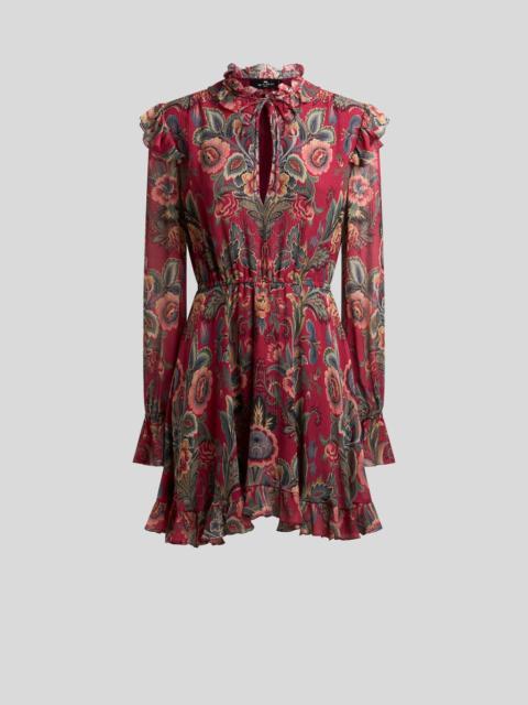 SILK-BLEND MINI DRESS WITH PRINT