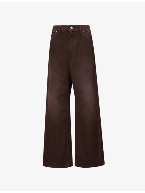 Straight-Leg Embroidered-Logo Denim Jeans