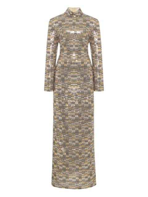 turtleneck sequin maxi dress