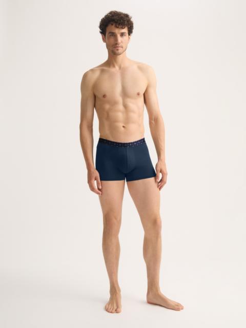 Men's Boxer Briefs Pima Cotton Stretch Navy Blue with Rose Motif Band