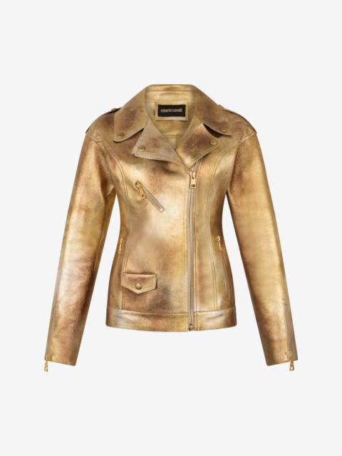 Metallic Effect Biker Jacket