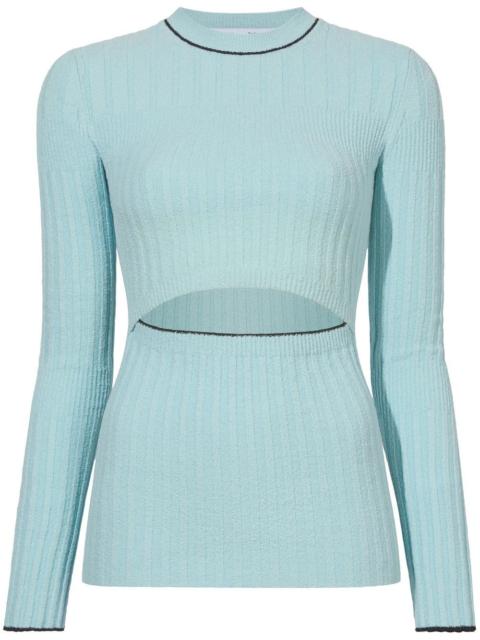 cut-out bouclé knitted top