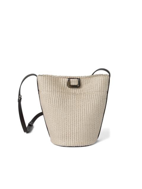 Sartorial small bucket bag in techno raffia