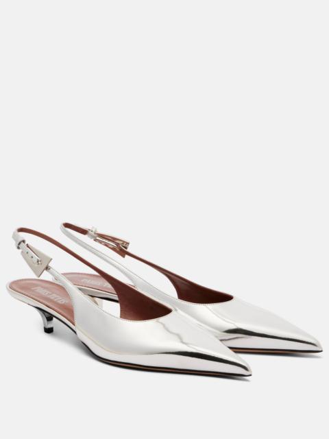 Jessica mirrored leather slingback pumps
