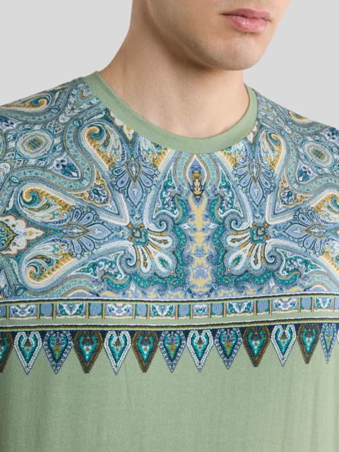 COTTON T-SHIRT WITH PLACED POCKET-SQUARE PAISLEY PRINT