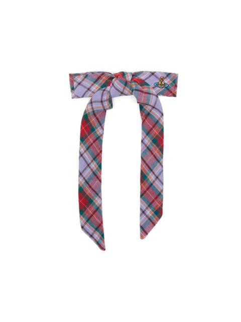 tartan-pattern orb-detail hair clip