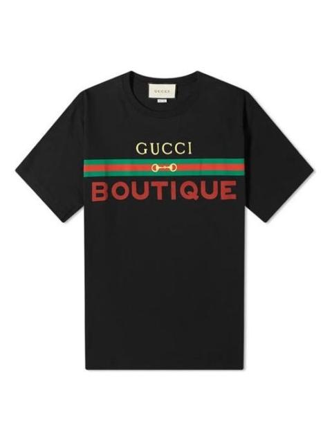 Gucci Boutique Printing Loose Short Sleeve Black 548334-XJCKY-1082