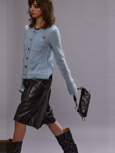 ELONGATED SHRUNKEN CREWNECK CARDIGAN - LIGHT BLUE