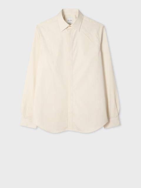 Slim-Fit Ivory Cotton-Poplin Fly-Front Shirt