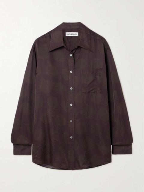 Polka-dot cotton and silk-blend shirt