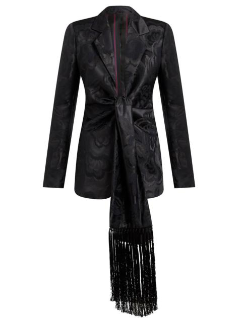 Tie Front Fringe Blazer