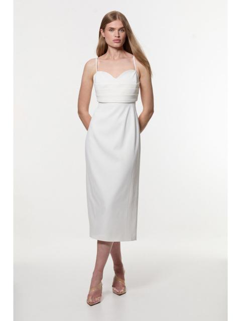 Petite Polished Tailored Corset Detail Midi Dress