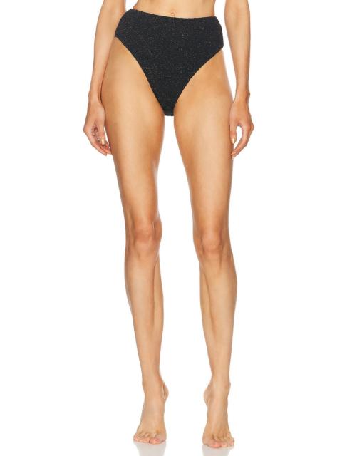 Metallic Jacquard High Waist Bikini Bottom