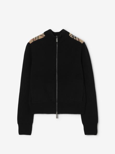 Check Patch Wool Cashmere Cardigan