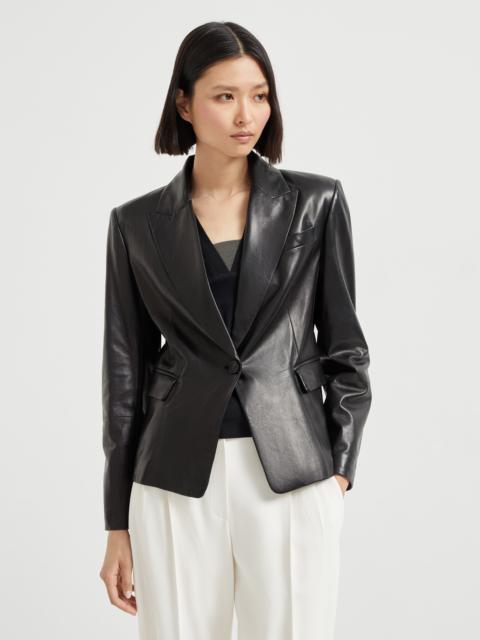 Nappa leather blazer with monili