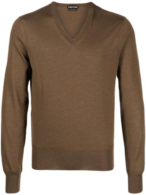 ribbed V-neck jumper