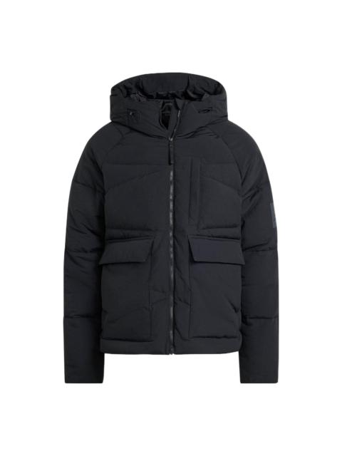 adidas Solid Color Zipper Hooded Long Sleeves Down Jacket Men's Black HN9930