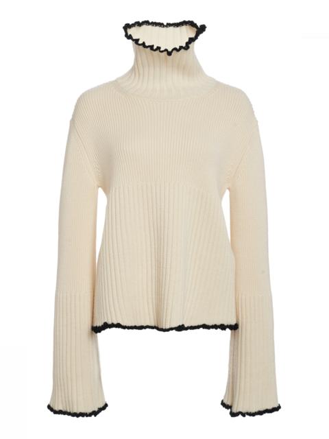 Ribbed-Knit Wool-Blend Sweater ivory